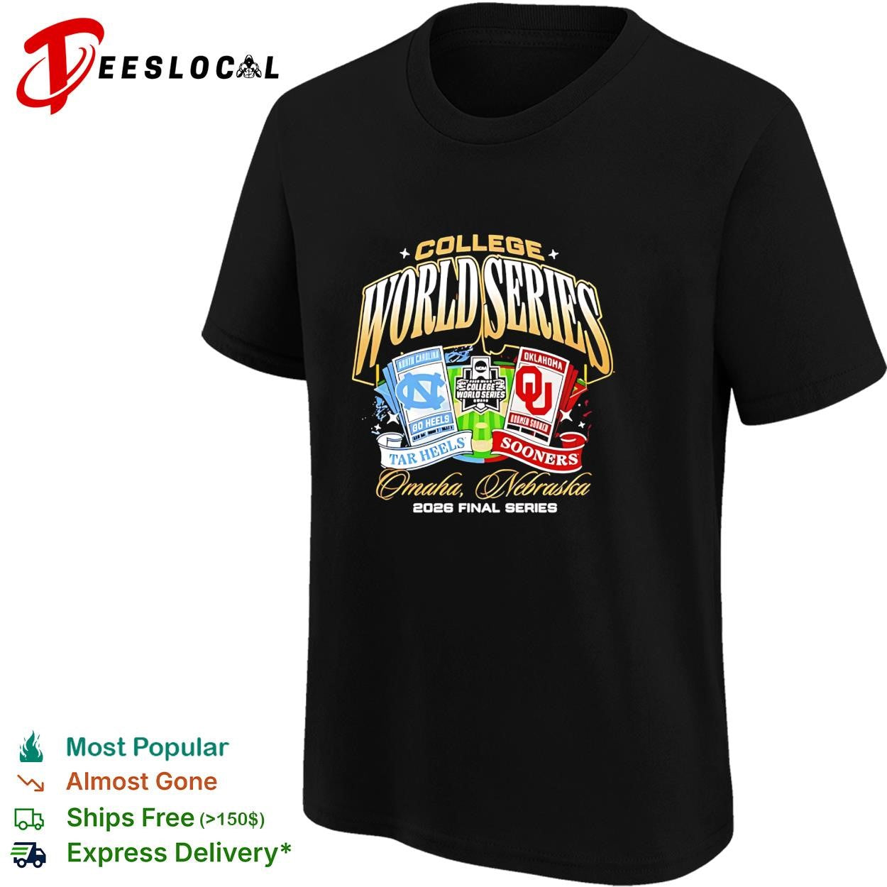 North Carolina Tar Heels vs Oklahoma Sooners 2026 College World Series Championship Matchup ticket shirt