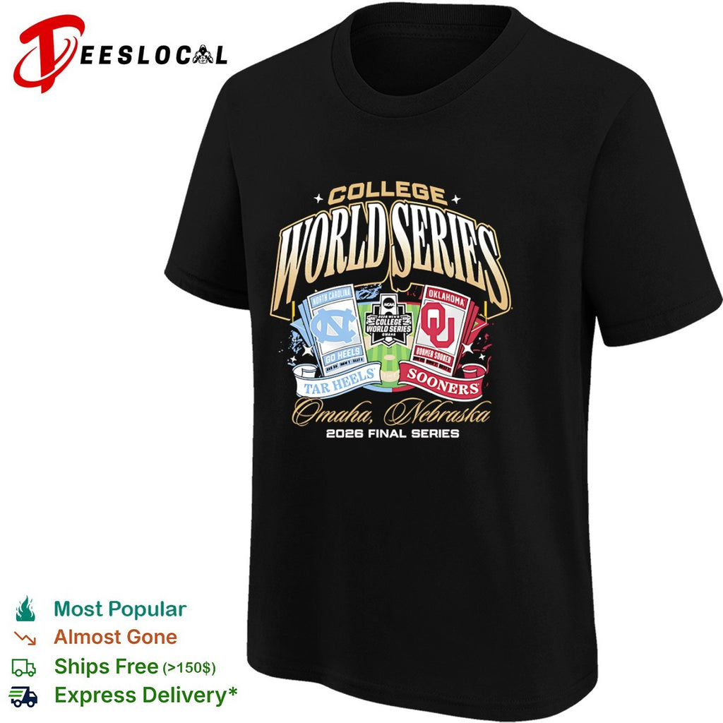 North Carolina Tar Heels vs Oklahoma Sooners College World Series Omaha 2026 shirt