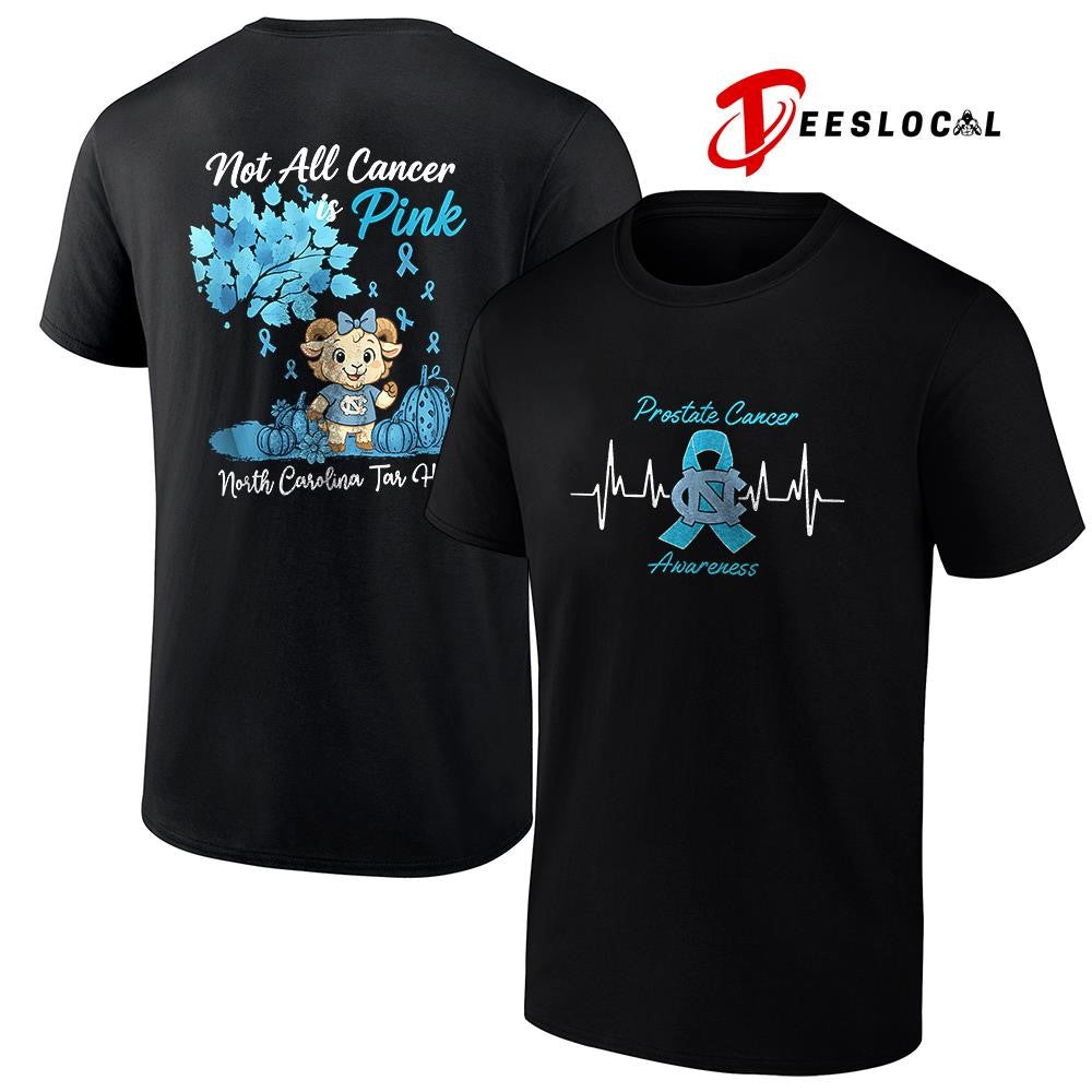 North Carolina Tar Heels x Prostate cancer awareness not all cancer is pink mascot shirt