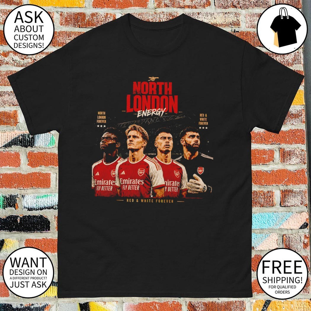 North London Energy Arsenal FC Red and White Forever 2026 shirt