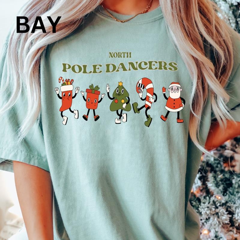 North Pole Dancers Graphic tee, Funny Christmas shirt, Comfort Colors, Christmas Gifts, Womenswear, Printed Hoodie Sweatshirt