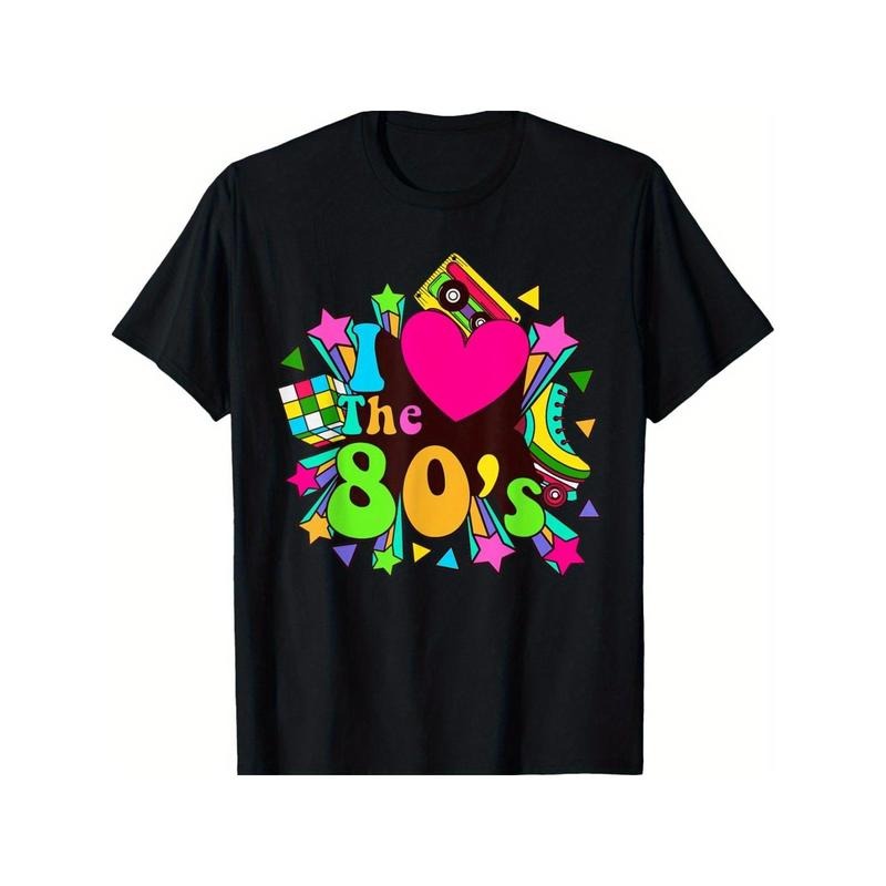 Nostalgic I Love the 80's Trip Down Memory T-Shirt for Men Women, Unsex Soft Fabric, Breathable, Comfortable Black Short...