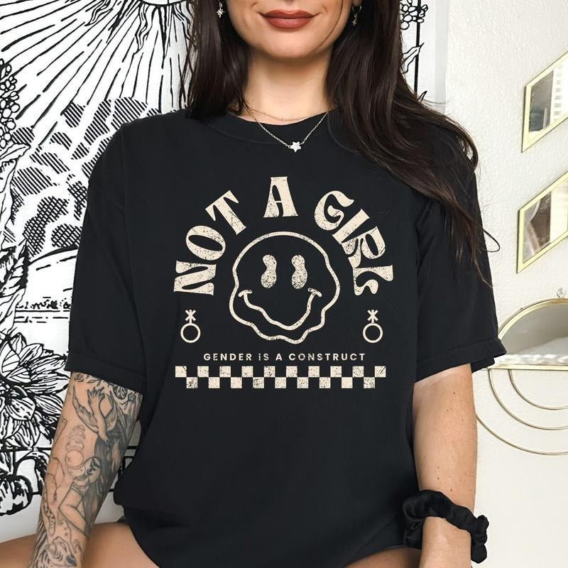 Not A Girl Shirt, Non Binary Shirt, Enby Shirt, Gender Is A Construct Shirt, Nonbinary Pride, Nb Shirt, Retro Tomboy...