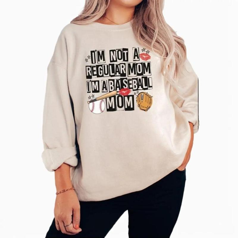 Not A Regular Mom Baseball Mom Heavy-weight Crew Sweatshirt Shirt Hoodie | PrintMintTees.com