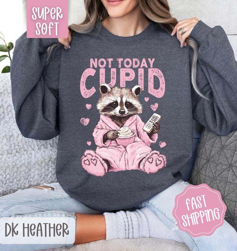Not Today Cupid Sweatshirt, Valentine's Day Crewneck, Funny Women's Sweater Shirt Hoodie | PrintMintTees.com