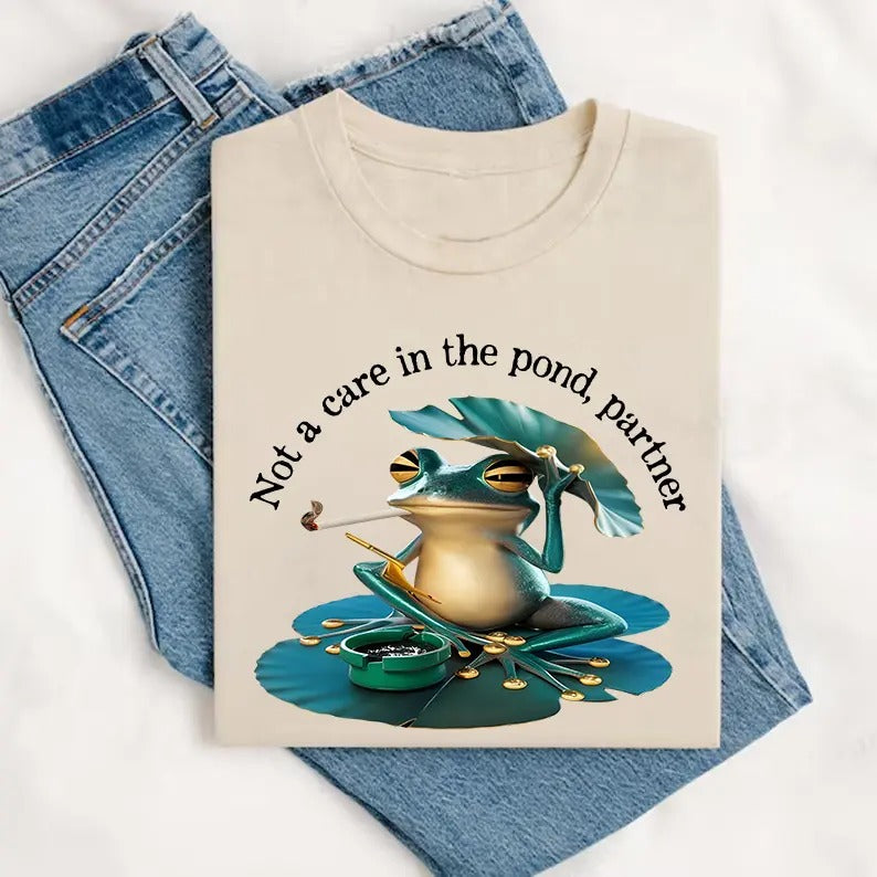 Not a care in the pond partner T-shirt,  meme shirt, funny meme tee, silly shirt Hoodie, Sweatshirt | PrintMintTees.com