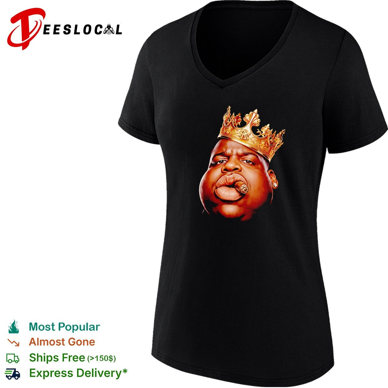 Notorious B.I.G gold crown portrait shirt