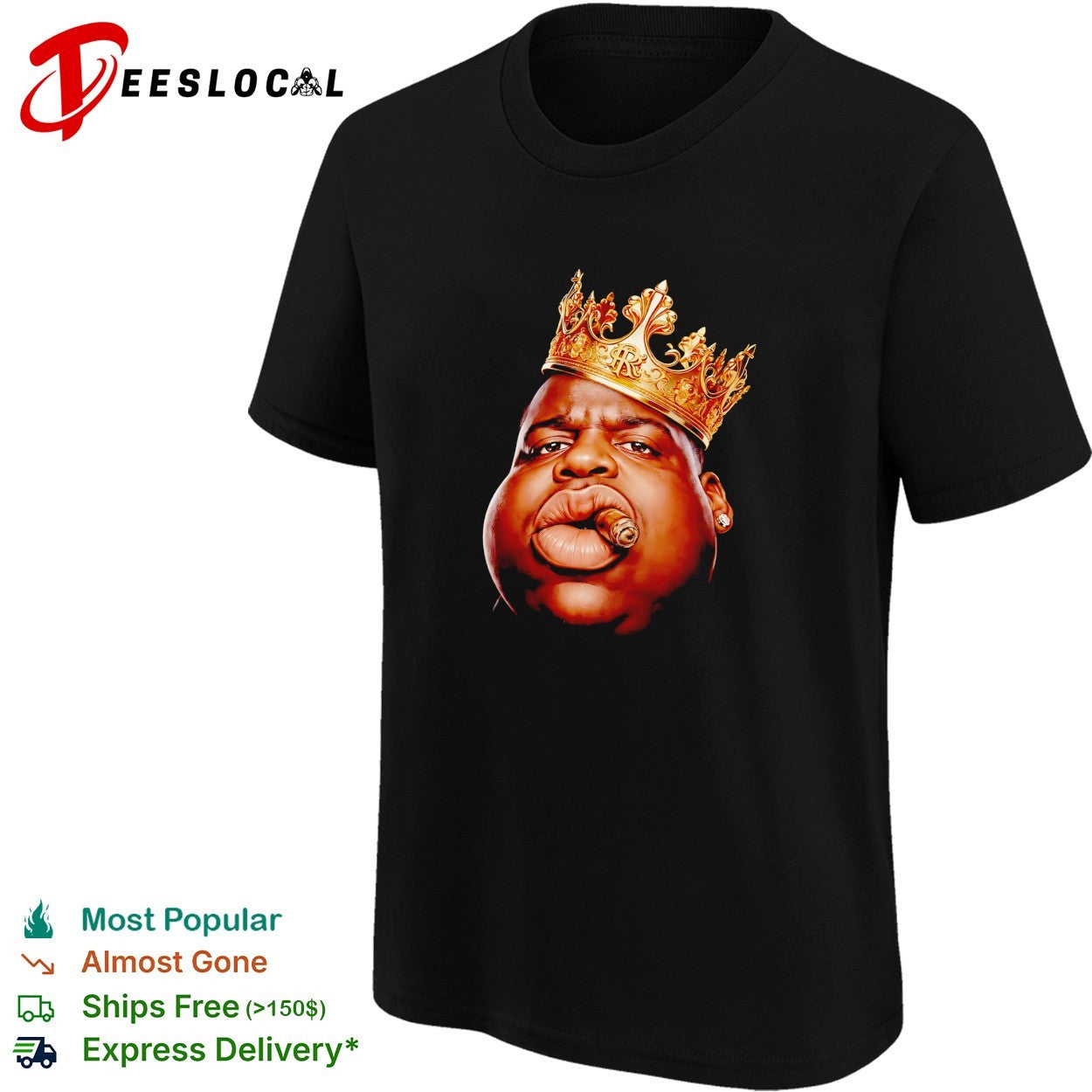 Notorious B.I.G gold crown portrait shirt