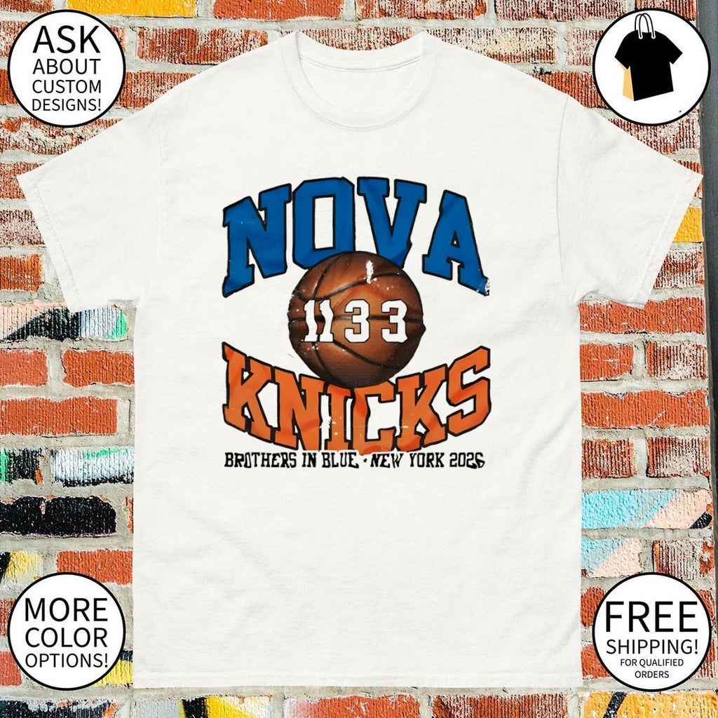 Nova Knicks Villanova NBA Playoffs 2026 brothers in blue shirt