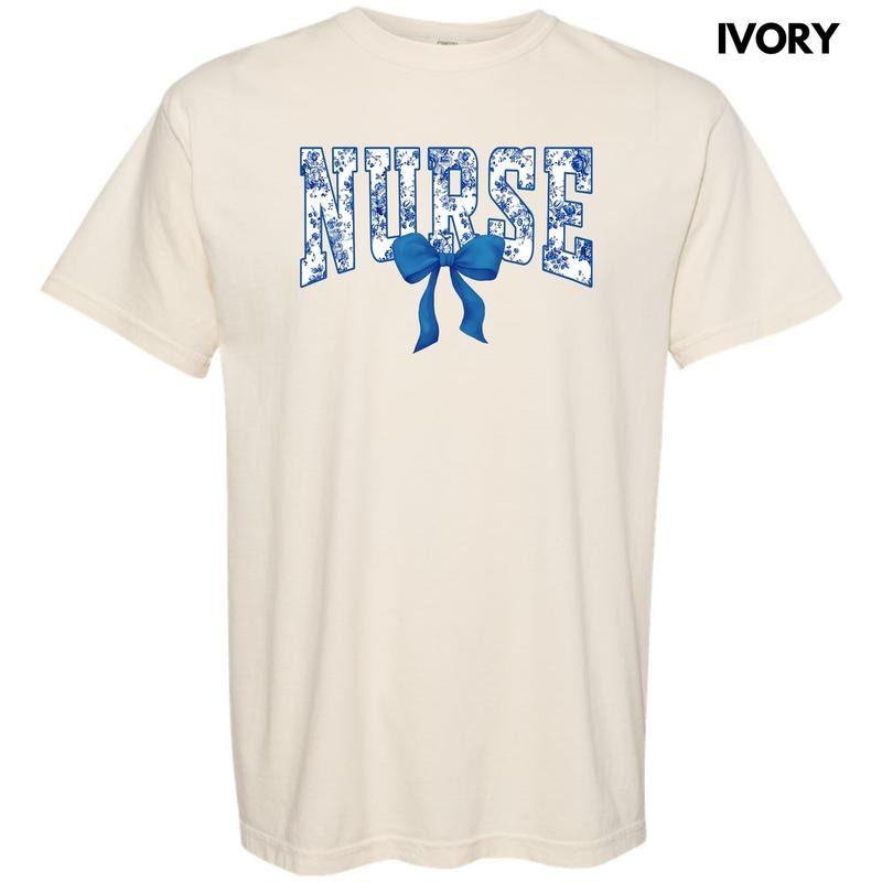 Nurse Blue Florals Comfort Colors T-Shirt 'NLB' Hoodie Sweatshirt | PrintMintTees.com