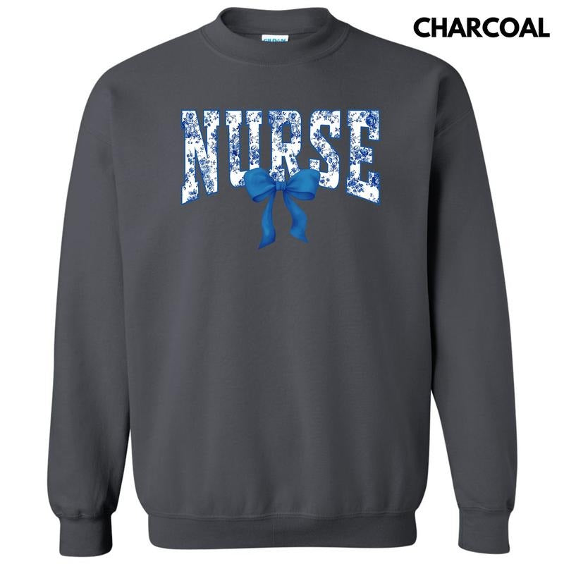 Nurse Blue Florals Sweatshirt 'NLB' Shirt Hoodie | PrintMintTees.com