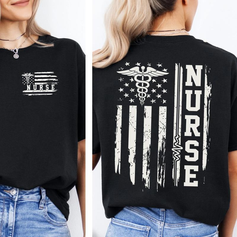 Nurse Flag T-shirt, American Flag Nurse Shirt, Nurse Appreciation Gift, Nurse Weeks Tee Hoodie, Sweatshirt