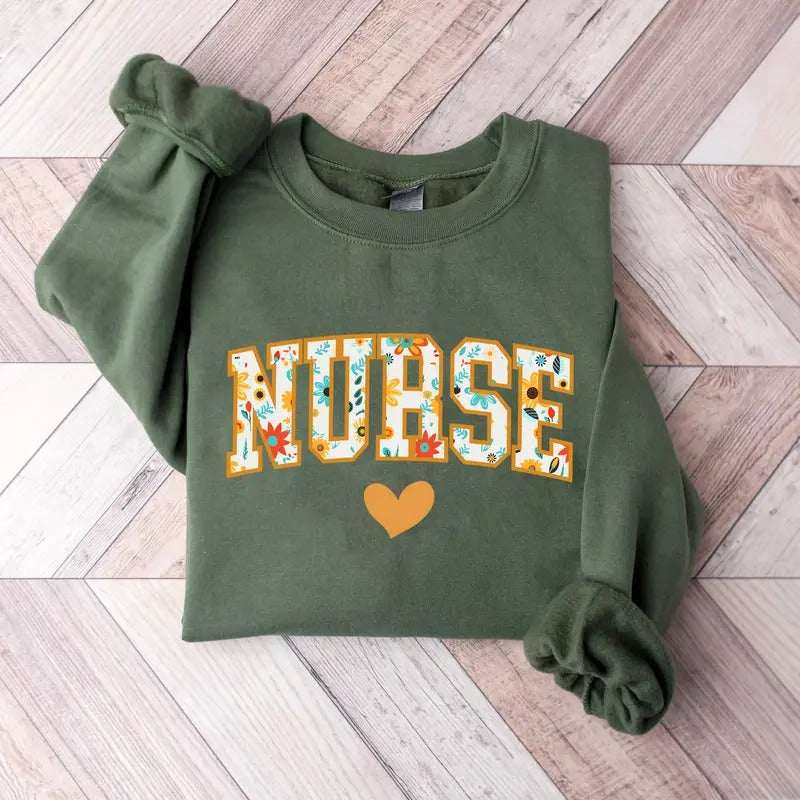 Nurse Floral Sweatshirt, Wildflowers Nurse Sweatshirt, Nurse Shirt, Cute Nurse Crewneck, Floral Nurse Shirt, RN, LPN,...