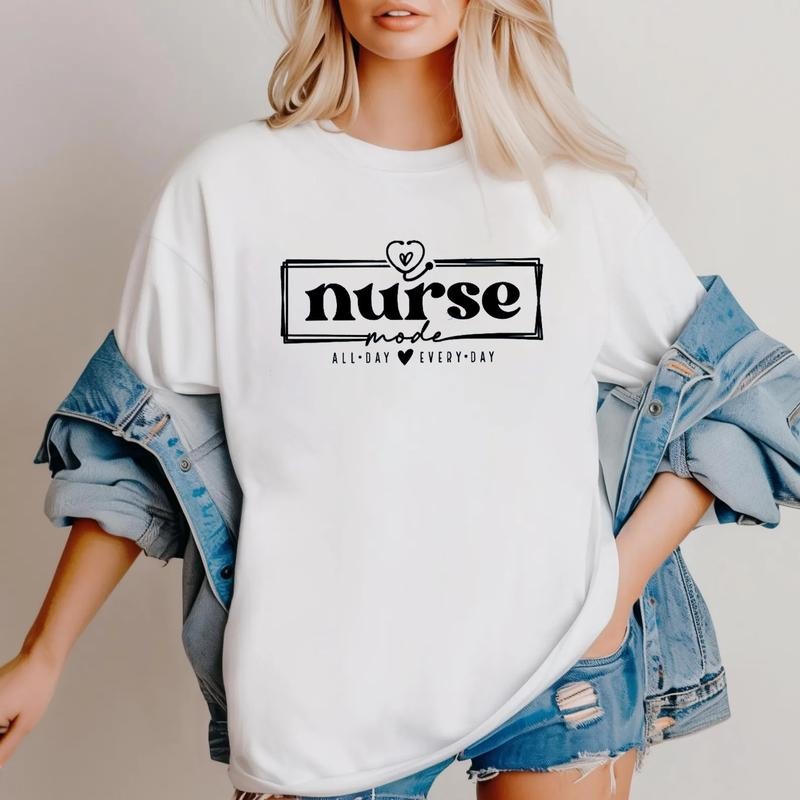 Nurse Mode All Day Every Day Shirt, Stethoscope Heart Shirt, RN ER ICU Shirt, Funny Nurse Tee, Nurse Life, Nurse Gift...