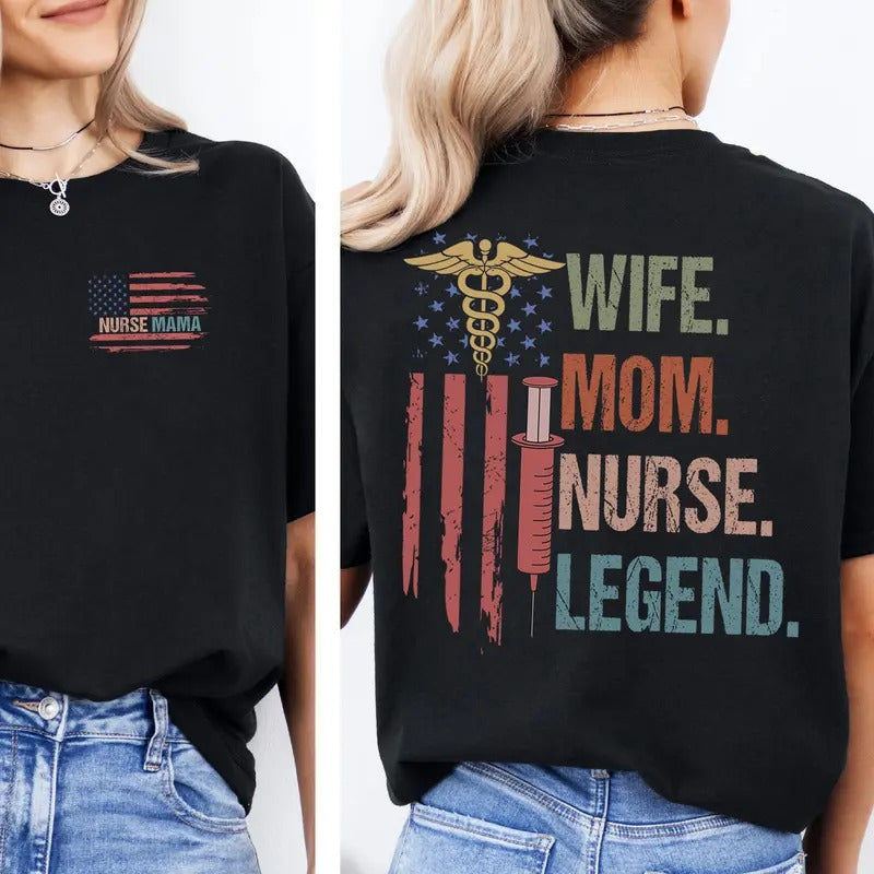 Nurse Mom T-shirt, Mothers Day Shirt for Nurse, Nurse Flag Shirt, Nurse Mom Gift Hoodie, Sweatshirt | PrintMintTees.com