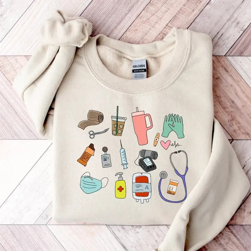 Nurse Sweatshirt and Hoodie, For Work Cute Nurse Shirt | PrintMintTees.com