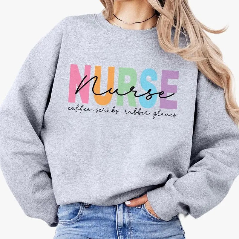 Nurse Sweatshirt, Coffee Scrubs Rubber Gloves Sweatshirt, Nurse Life Shirt, Nurse Definition Sweatshirt, Nursing School...