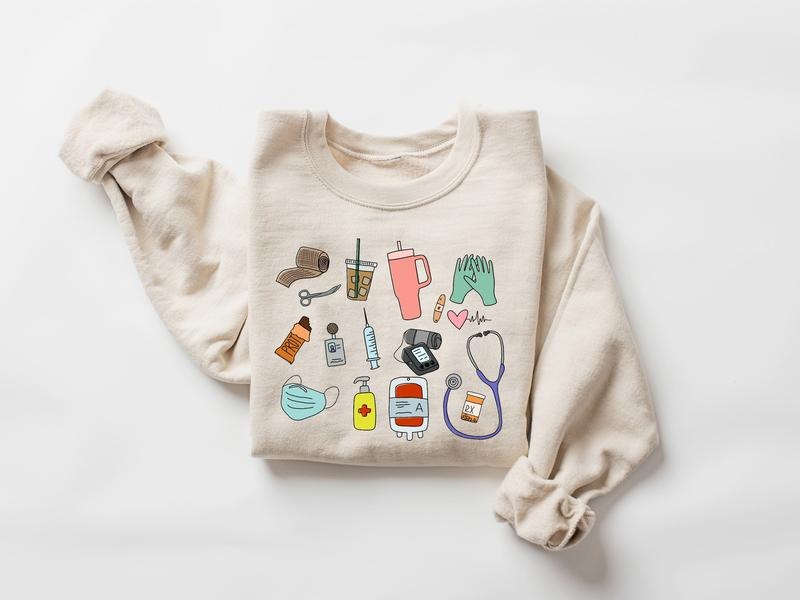 Nurse Sweatshirt, For Work Cute Nurse Shirt, Nurse Crewneck Sweatshirt, RN Nurse Shirt, Registered Nurse Shirt, Nursing...