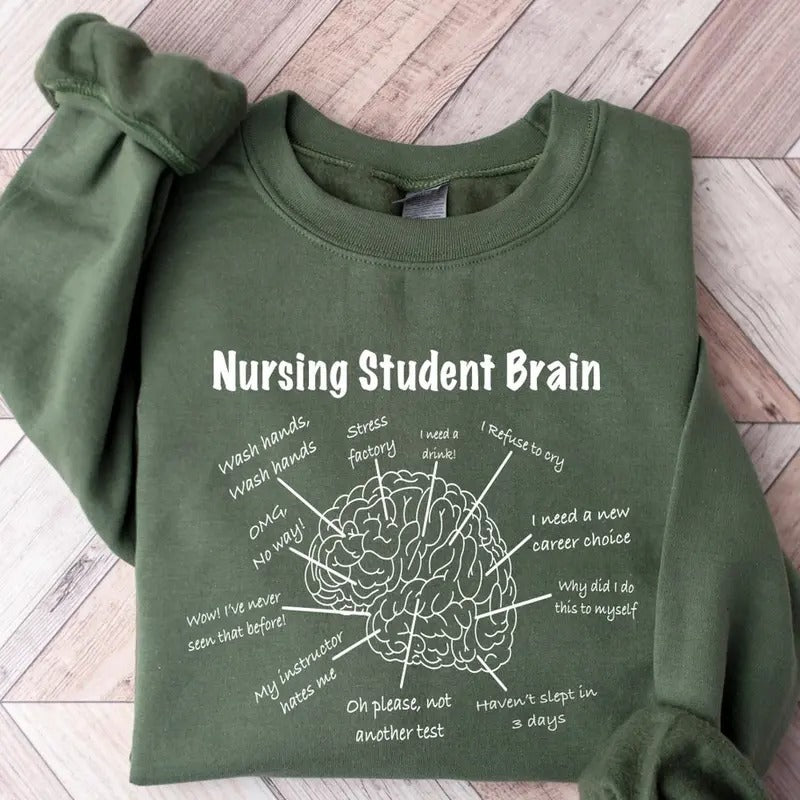 Nursing Student Brain Sweatshirt, Nursing School, Nurse Sweatshirt Shirt Hoodie | PrintMintTees.com