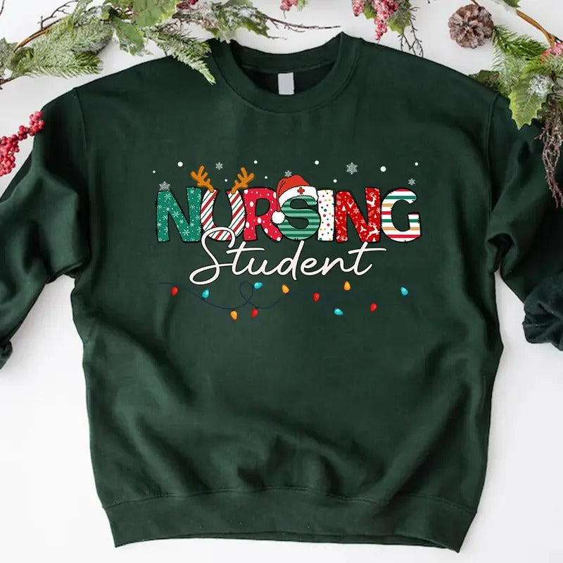 Nursing Student Christmas Sweatshirt for Women, Christmas Nursing Sweater, Nursing School Shirt, Future Nurse Gift...