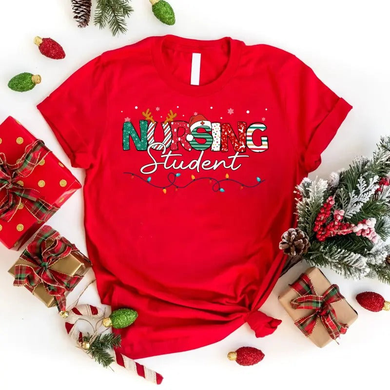 Nursing Student Christmas T-shirt, Christmas RN Shirt, Christmas Gift for Nurse, Nursing School Tee Hoodie Sweatshirt