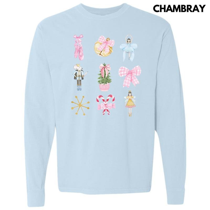 Nutcracker Ballet Bow Collage Long Sleeve Comfort Colors T-Shirt 'NLB' Hoodie, Sweatshirt | PrintMintTees.com