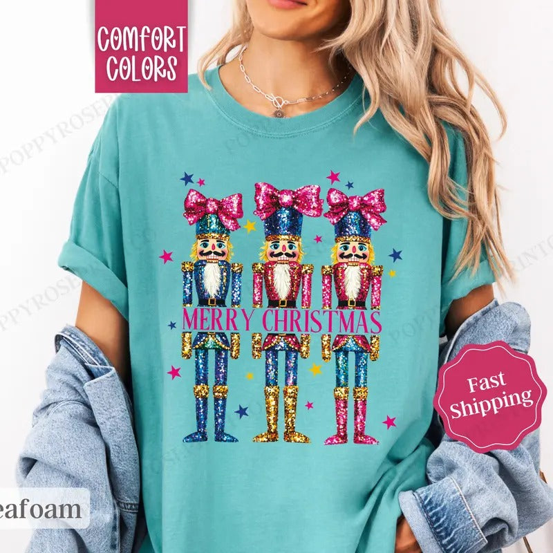 Nutcracker Christmas Shirt Comfort Colors Holiday Tshirt, Women's Holiday Tee Hoodie Sweatshirt | PrintMintTees.com