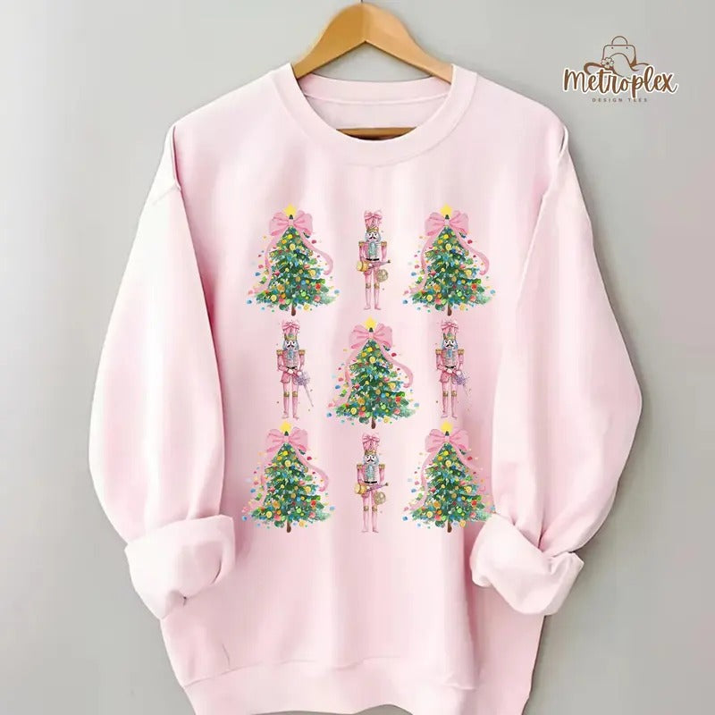 Nutcracker Coquette Sweatshirt, Christmas Balletcore Loose Fit Shirt - Fabric, Pullover Hoodie | PrintMintTees.com