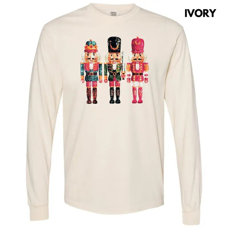 Nutcracker FAKE Sequins Long Sleeve Comfort Colors T-Shirt Hoodie Sweatshirt | PrintMintTees.com