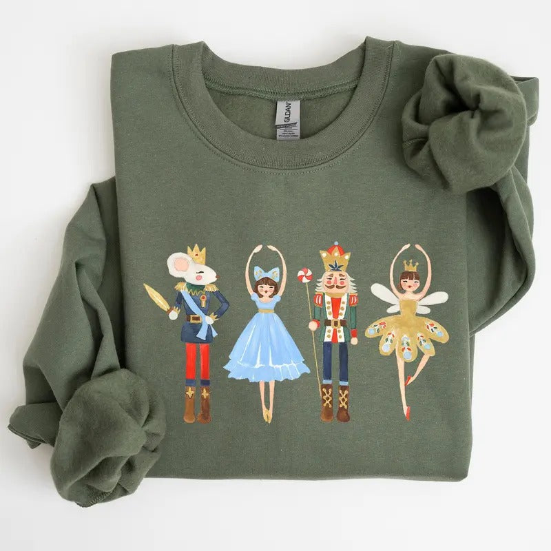 Nutcracker, Christmas, Sugar Plum Fairy, Noel, Santa, Winter, Ballerina, Xmas, Ballet Sweatshirt, Women's Crew Neck,...