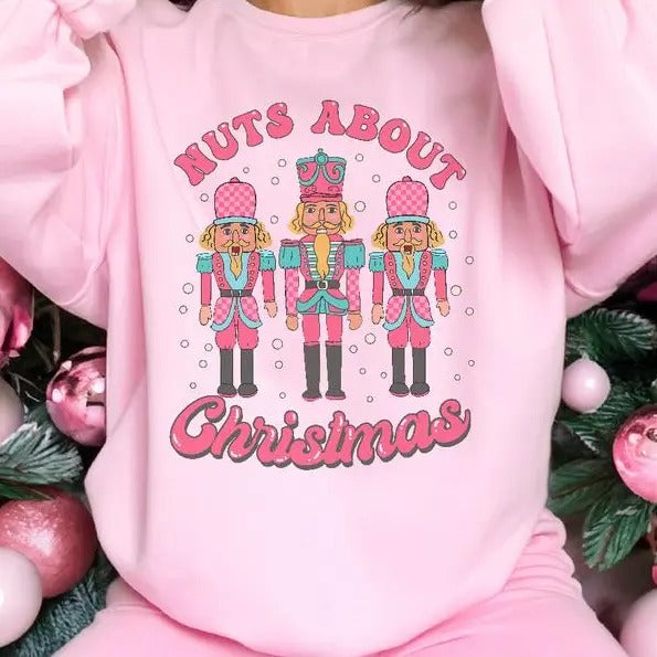 Nuts about Christmas, Funny Christmas Sweater, Vintage Winter Retro Sweatshirt, Retro Winter, Ugly Christmas, Women...