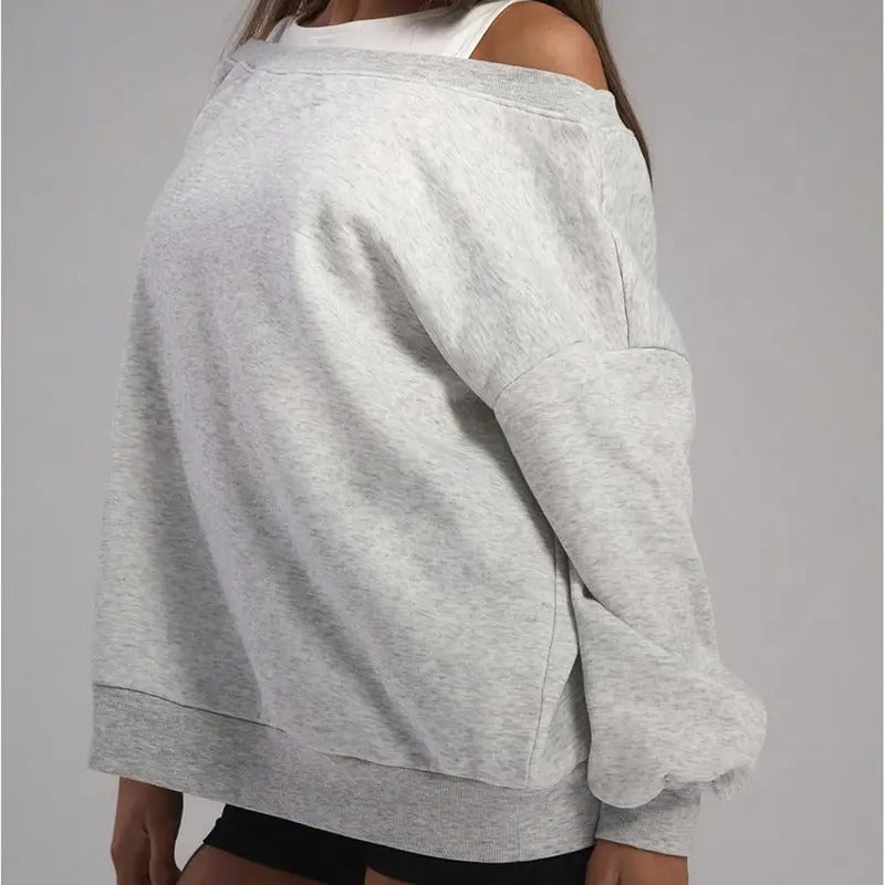 Off The Shoulder Sweatshirt Long Sleeve Drop Shoulder Oversized Pullover Tops Fall Outfits T-Shirts, Hoodie