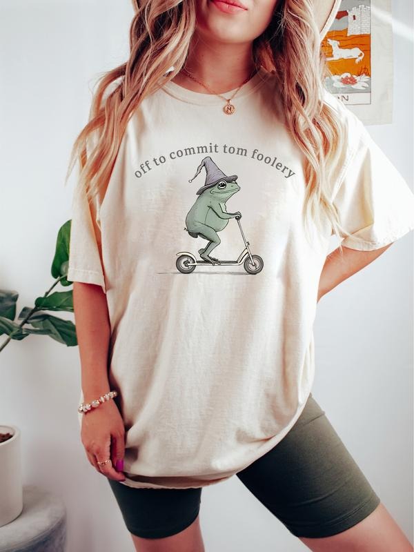 Off to Commit Tom Foolery Frog Shirt, Funny Women Meme Graphic Sarcastic Shirt, Trendy Shirt Hoodie Sweatshirt