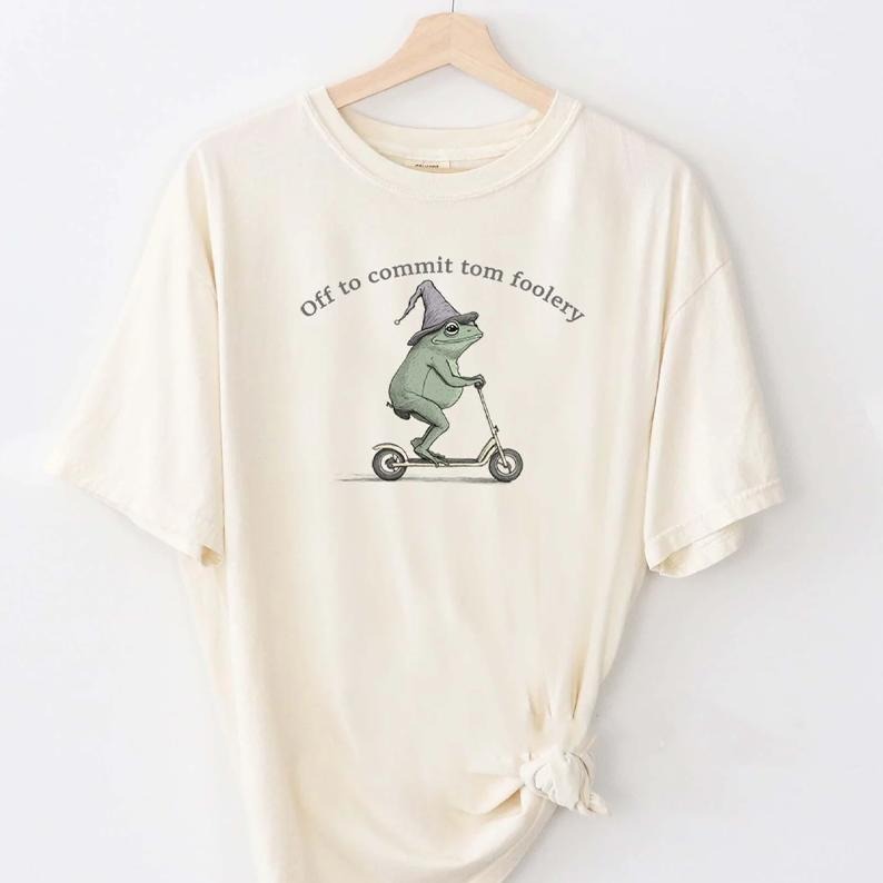 Off to Commit Tom Foolery Frog T-shirt, Funny Weirdcore Sayings Unique Tshirt Tee Adults Men Women Meme Graphic Sarcastic...