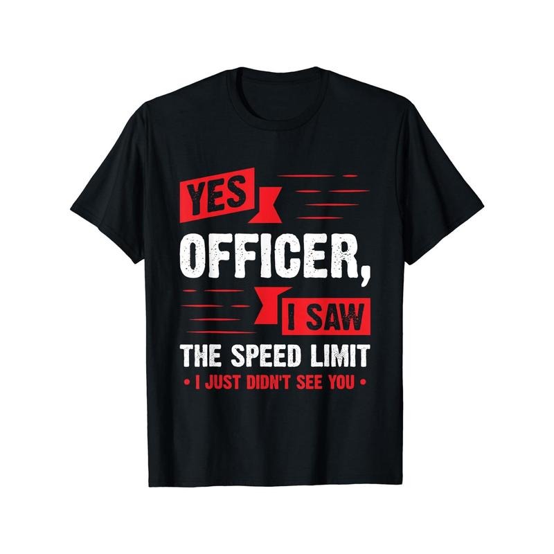 Officer, I see the speed limit print men's crew neck fashion short-sleeved sports t-shirt, comfortable multi-purpose,...