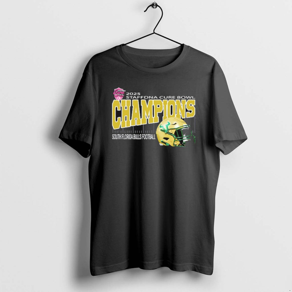 Official 2025 Staffdna Cure Bowl South Florida Bulls Football Are Champions Helmet Camping World Stadium T-Shirts,...