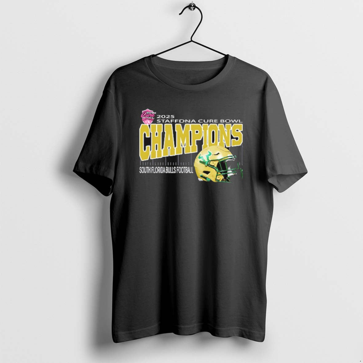 Official 2025 Staffdna Cure Bowl South Florida Bulls Football Are Champions Helmet Camping World Stadium T-Shirts,...