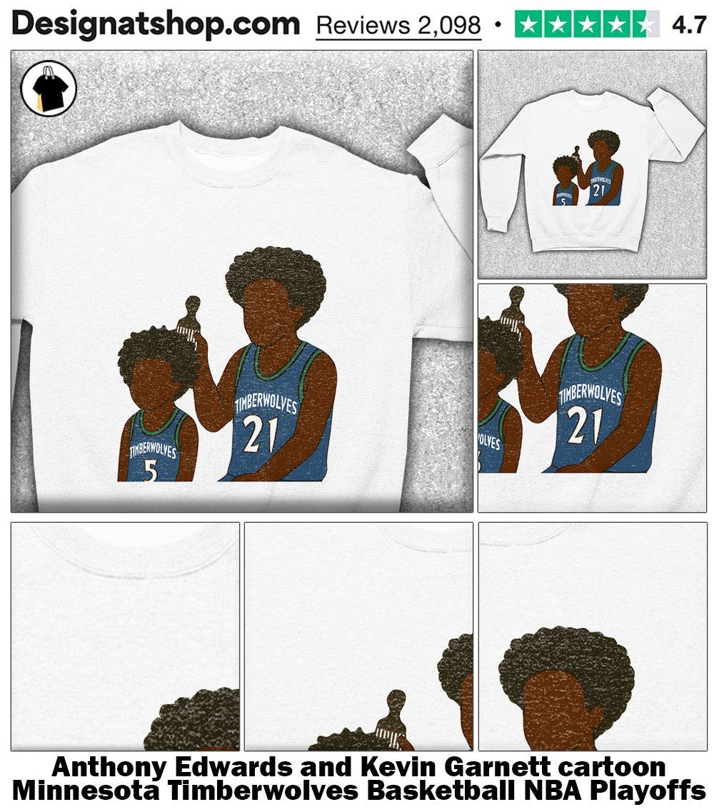 Anthony Edwards and Kevin Garnett cartoon Minnesota Timberwolves Basketball NBA Playoffs shirt