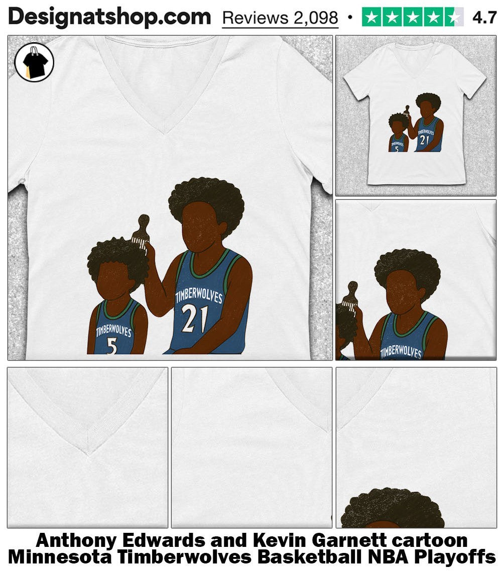 Anthony Edwards and Kevin Garnett cartoon Minnesota Timberwolves Basketball NBA Playoffs shirt