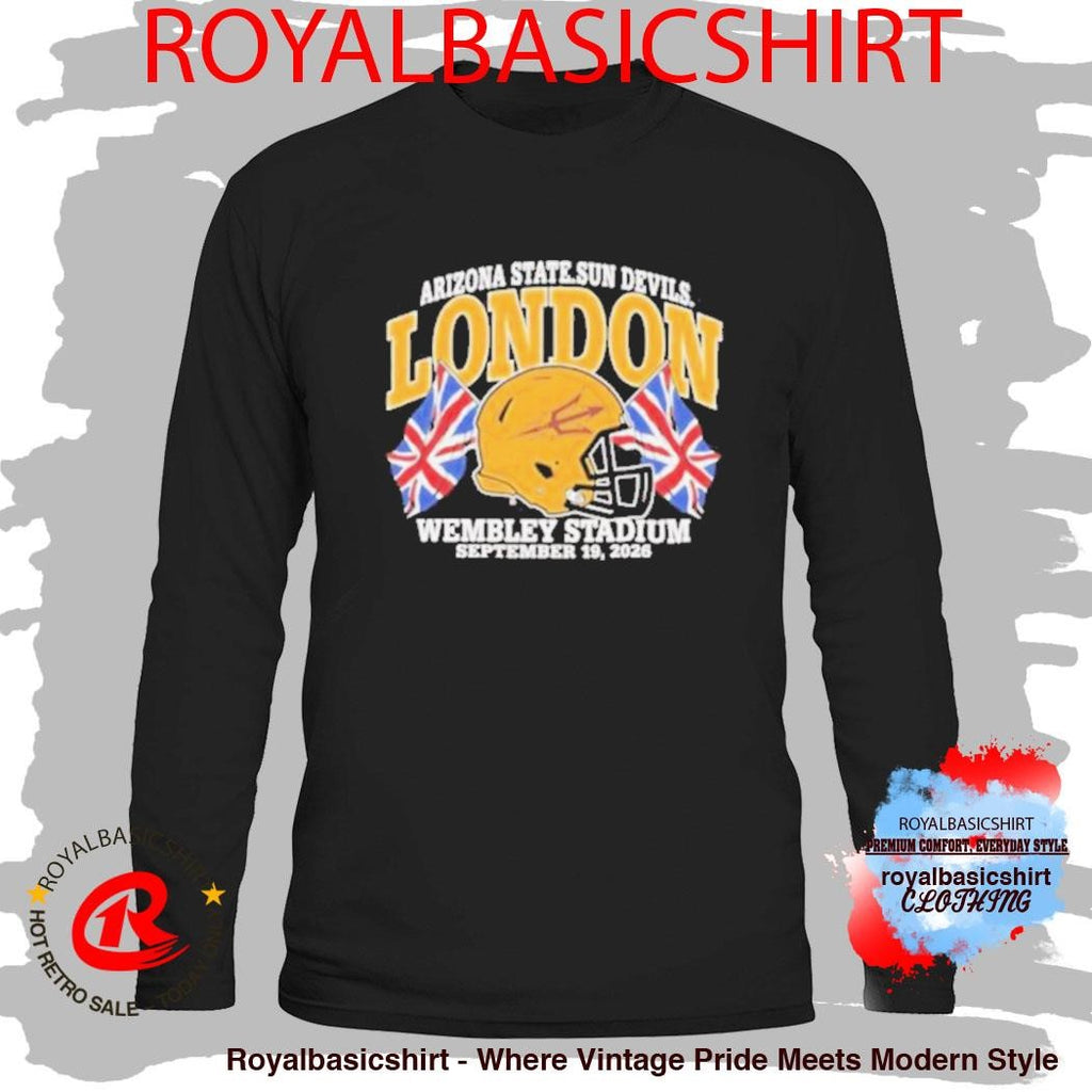 Official Arizona State Sun Devils London Wembley Stadium September 19 2026 Football Black Shirt