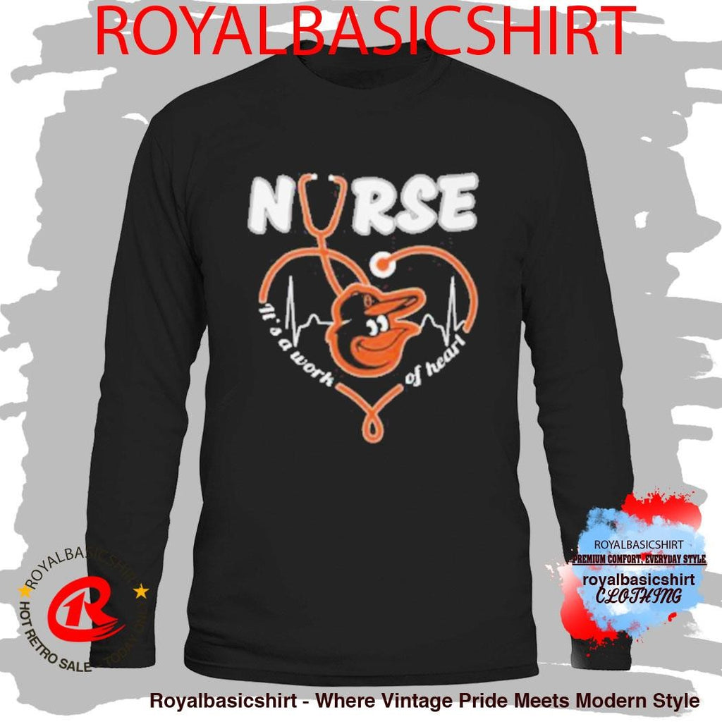 Official Baltimore Orioles Nurse Heart Stethoscope Baseball Fan Shirt