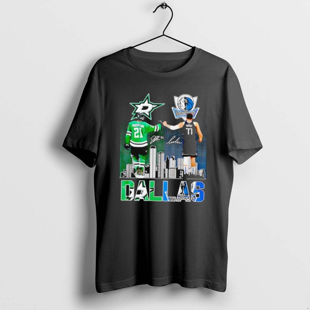 Official Dallas Stars Jason Robertson Dallas Mavericks Luka Doncic 2025 T-Shirts, Hoodie, Sweatshirt | PrintMintTees.com