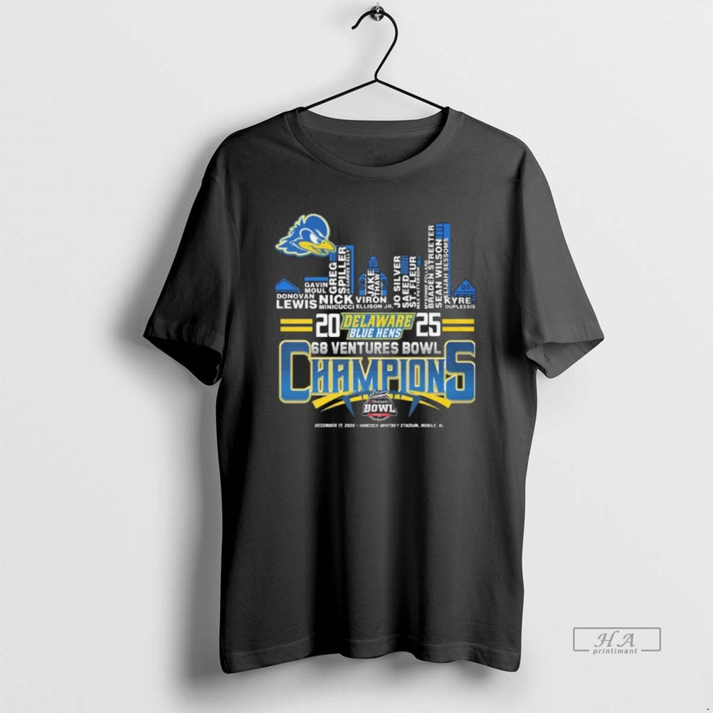 Official Delaware Blue Hens 2025 68 Ventures Bowl Champions City Skylines T-Shirts, Hoodie, Sweatshirt | PrintMintTees.com