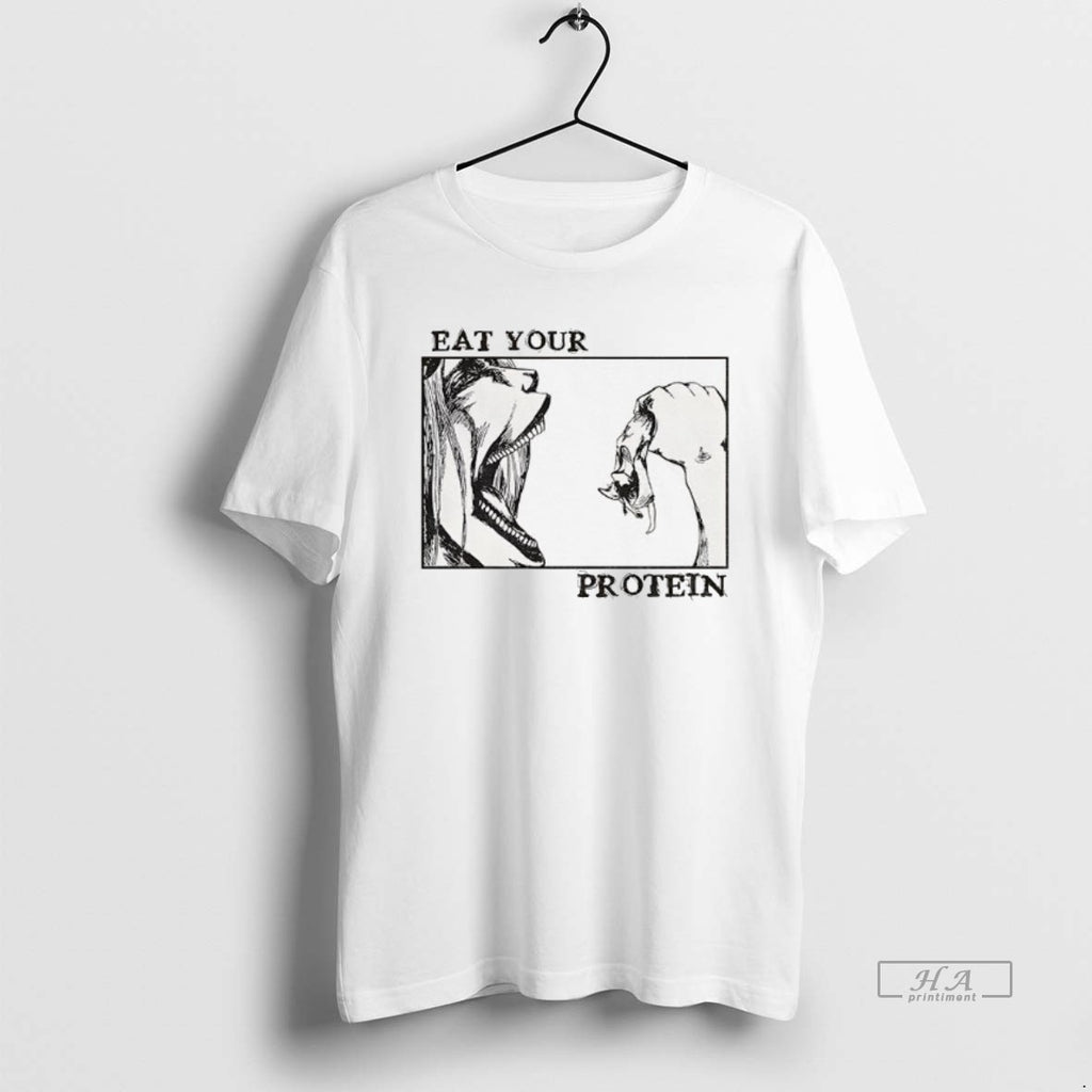 Official Eat Your Protein Anime Attack On Titan Anime Gym T-Shirts, Hoodie, Sweatshirt | PrintMintTees.com