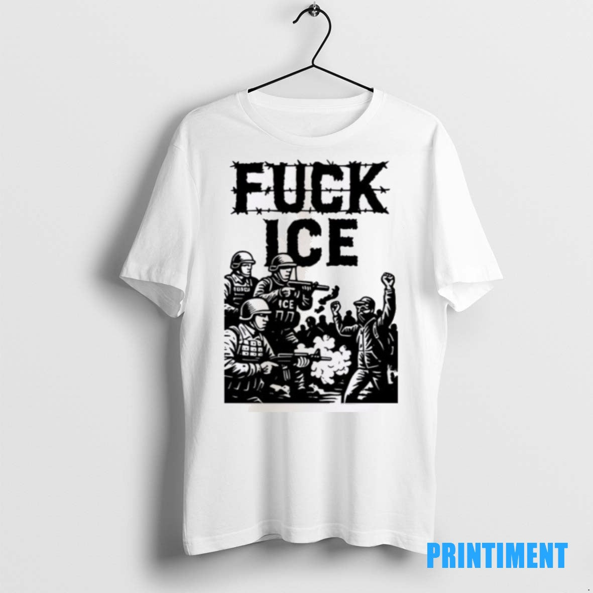 Official Fuck Ice Barbed Wire Protest Tee Sweater
