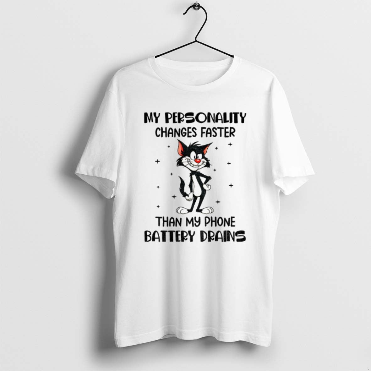 Official Funny Cat My Personality Changes Faster Than My Phone Battery Drains T-Shirts, Hoodie, Sweatshirt