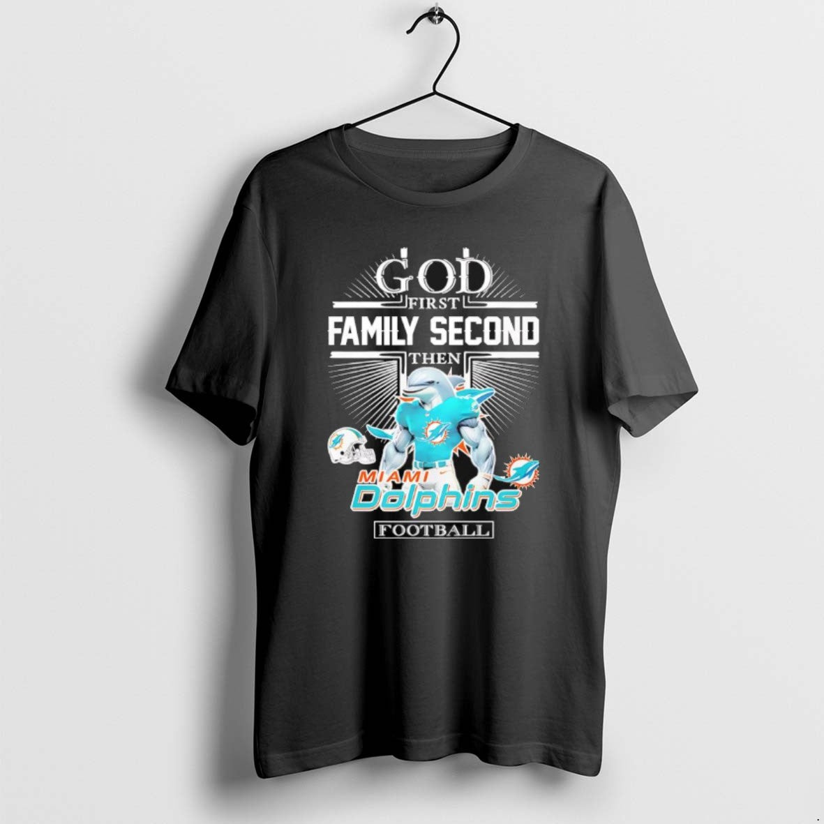 Official God First Family Second Then Miami Dolphins Football Graphic T-Shirts, Hoodie, Sweatshirt | PrintMintTees.com