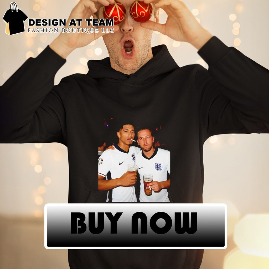 Jude Bellingham and Harry Kane smoking drink beers England World Cup Pub shirt