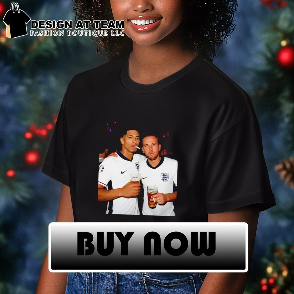 Jude Bellingham and Harry Kane smoking drink beers England World Cup Pub shirt