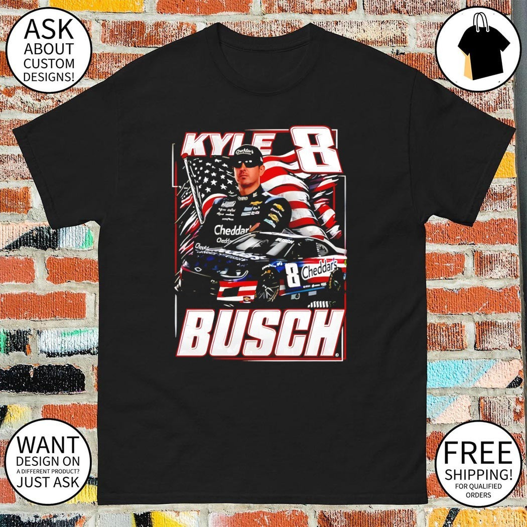 Kyle Busch 8 Cheddar’s Patriotic Paint Scheme American flag Racing shirt
